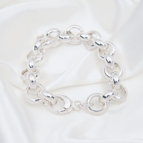 Hollow Rolo Chain Bracelet 925 Sterling Silver - 15mm - Image 2