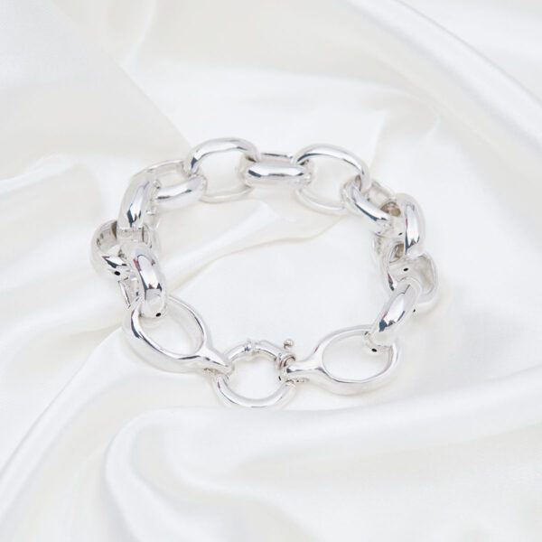 Hollow Oval Rolo Bracelet 925 Silver - 17mm - Image 3