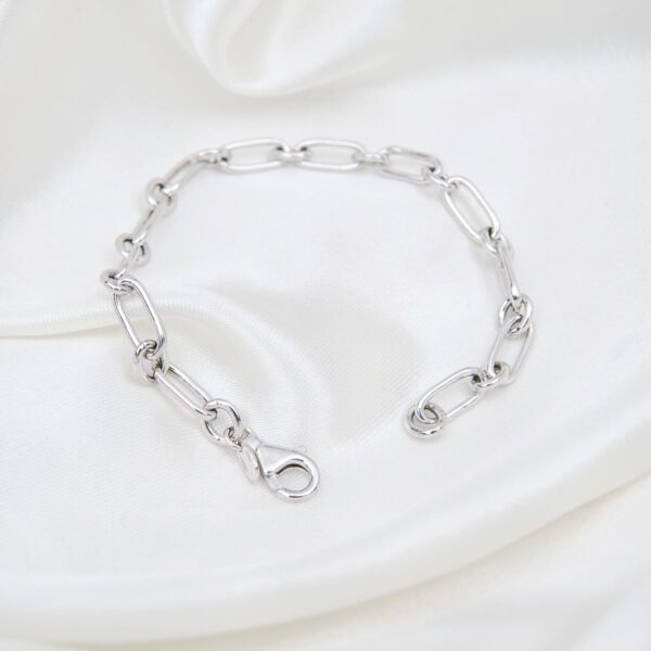 Paper Clip Link 925 Silver (Rhodium Plated) Bracelet - 5.5mm - Image 6