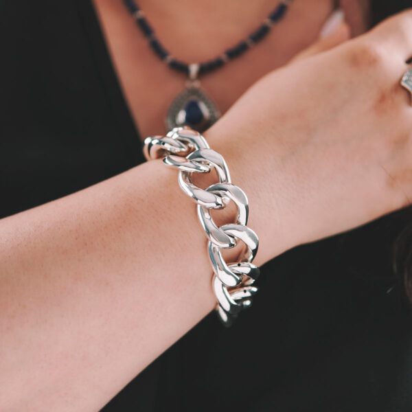 Hollow Curb Chain Bracelet 925 Silver - 21.5mm