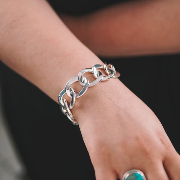 Hollow Curb Chain Bracelet 925 Silver - 21mm