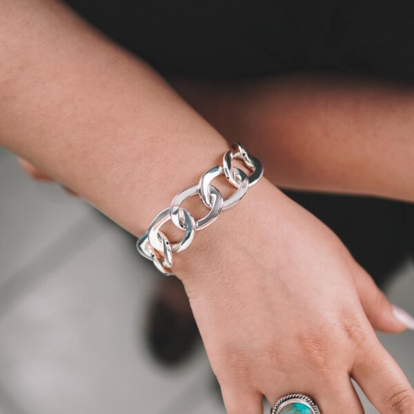 Hollow Curb Chain Bracelet 925 Silver - 21mm - Image 3