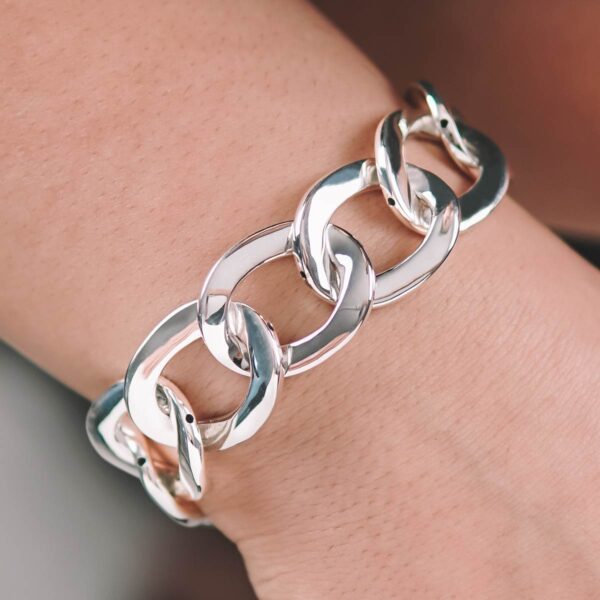 Hollow Curb Chain Bracelet 925 Silver - 21mm - Image 2