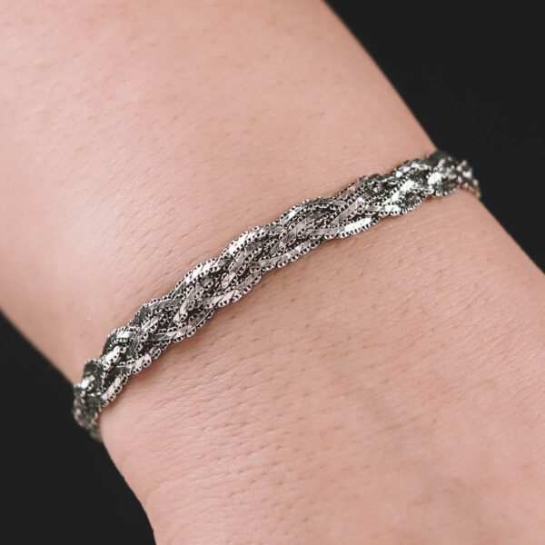 Braided Square Knot Sterling Silver Bracelet