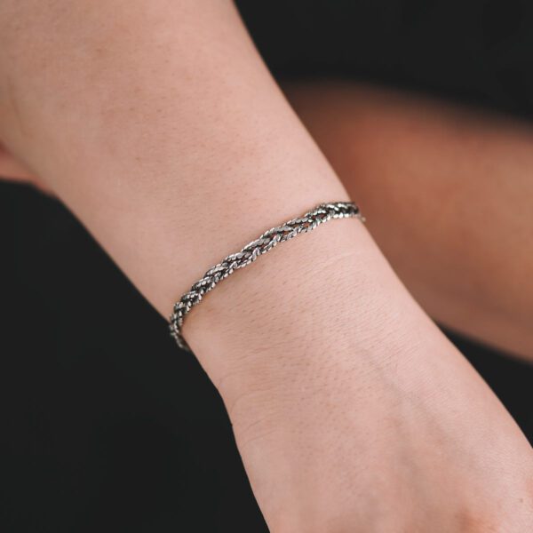 Handmade Braided 925 Silver Bracelet - Image 2