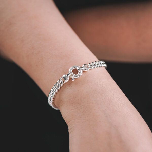 Curb Link 925 Silver Bracelet - 7mm - Image 3