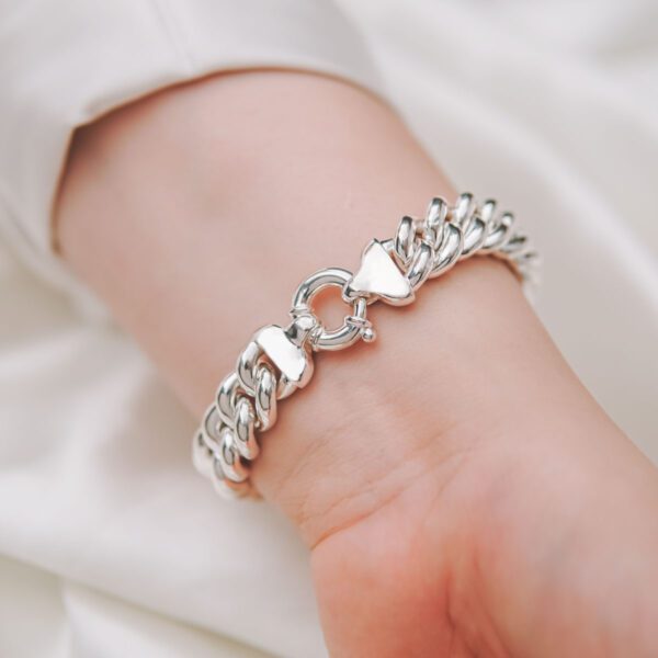 Curb Link 925 Silver Bracelet - 13mm - Image 2