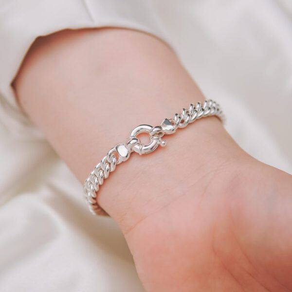 Curb Link 925 Silver Bracelet - 7mm - Image 5