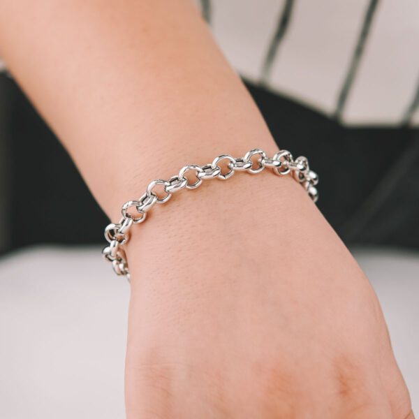 Rolo Chain Bracelet 925 Silver (Rhodium Plated)- 8.5mm